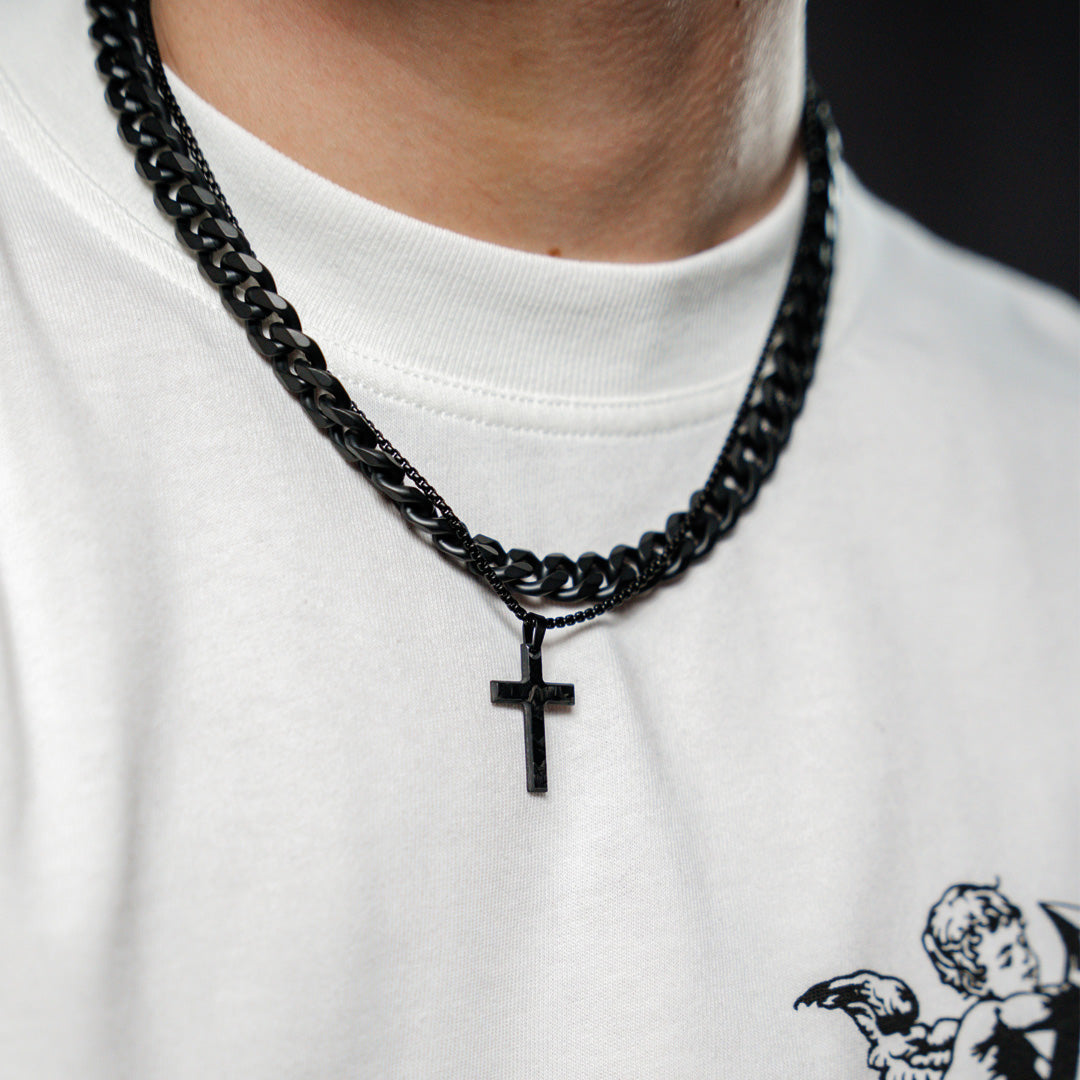 Starterset mit zwei schwarzen Hasketten mit Kreuz